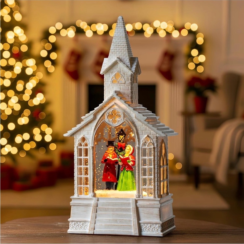 9” Church Carolers Christmas Snow Globe 
USB Lined/Battery Operated Lighted